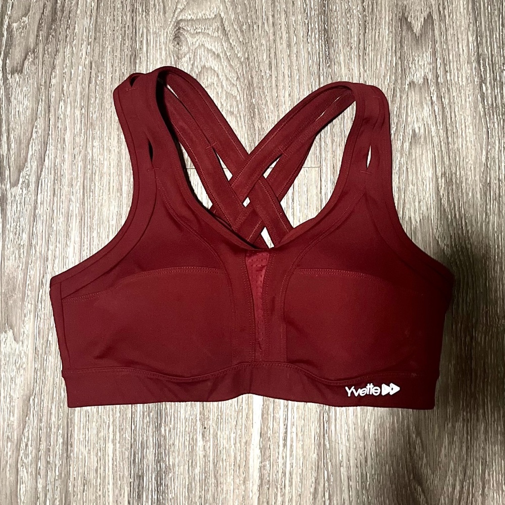 Burgundy high impact sports bra